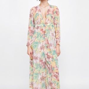 Zara floral print sheer kimono wrap